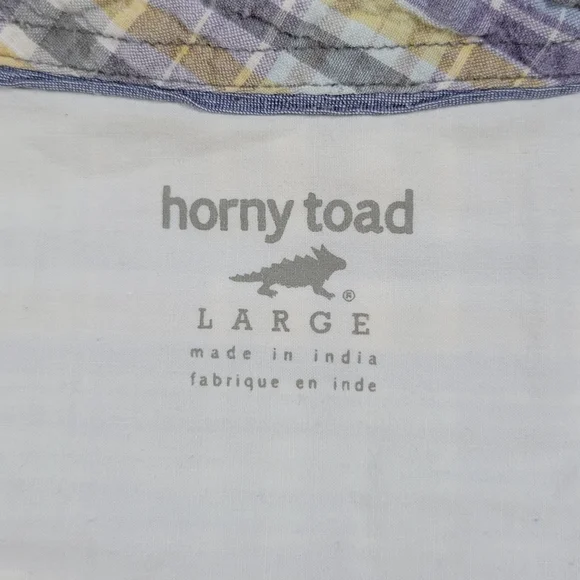 Horny Toad Button Up Shirt Mens Large Weldon Plaid Short Sleeve Organic Cotton - Picture 2 of 10
